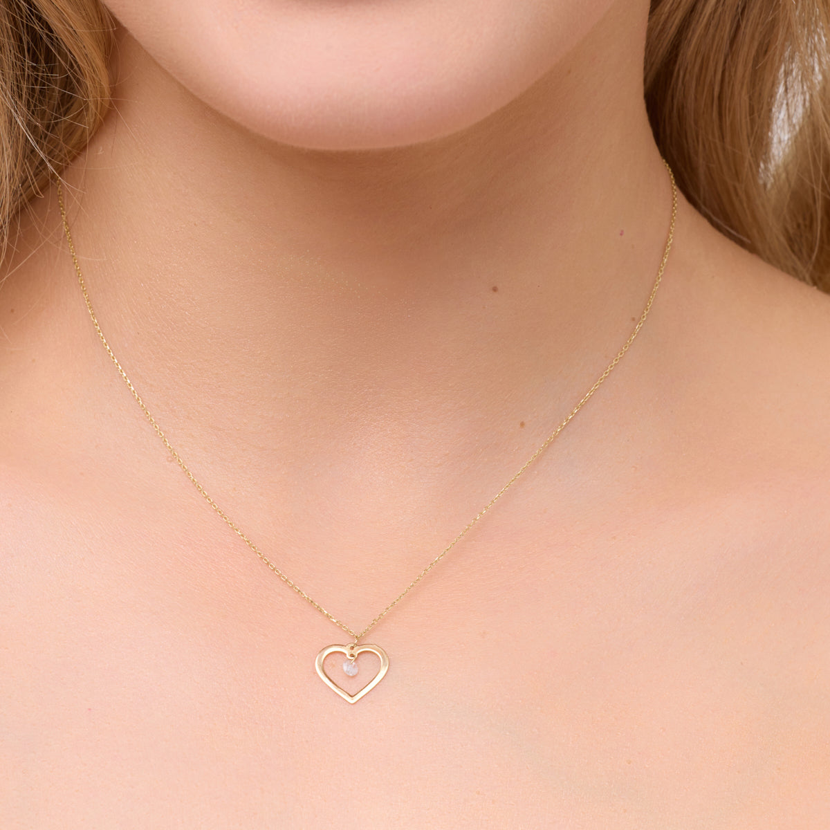 Naszyjnik złoty z cyrkonią - serce - Mommy & Me