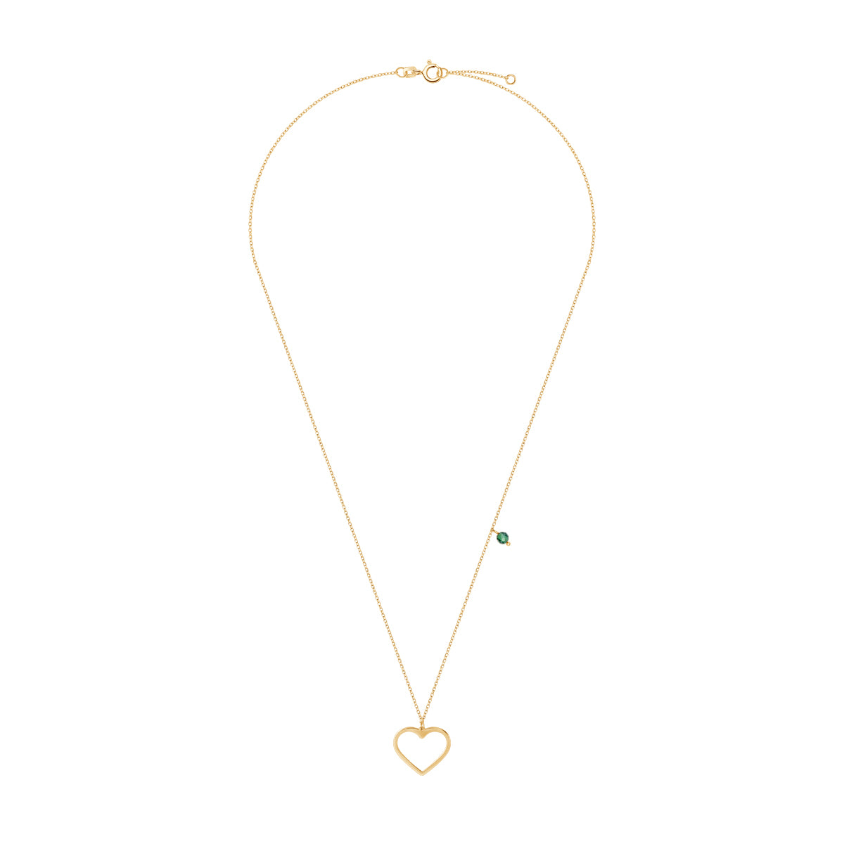 Naszyjnik złoty z zieloną cyrkonią - serce - Mommy & Me