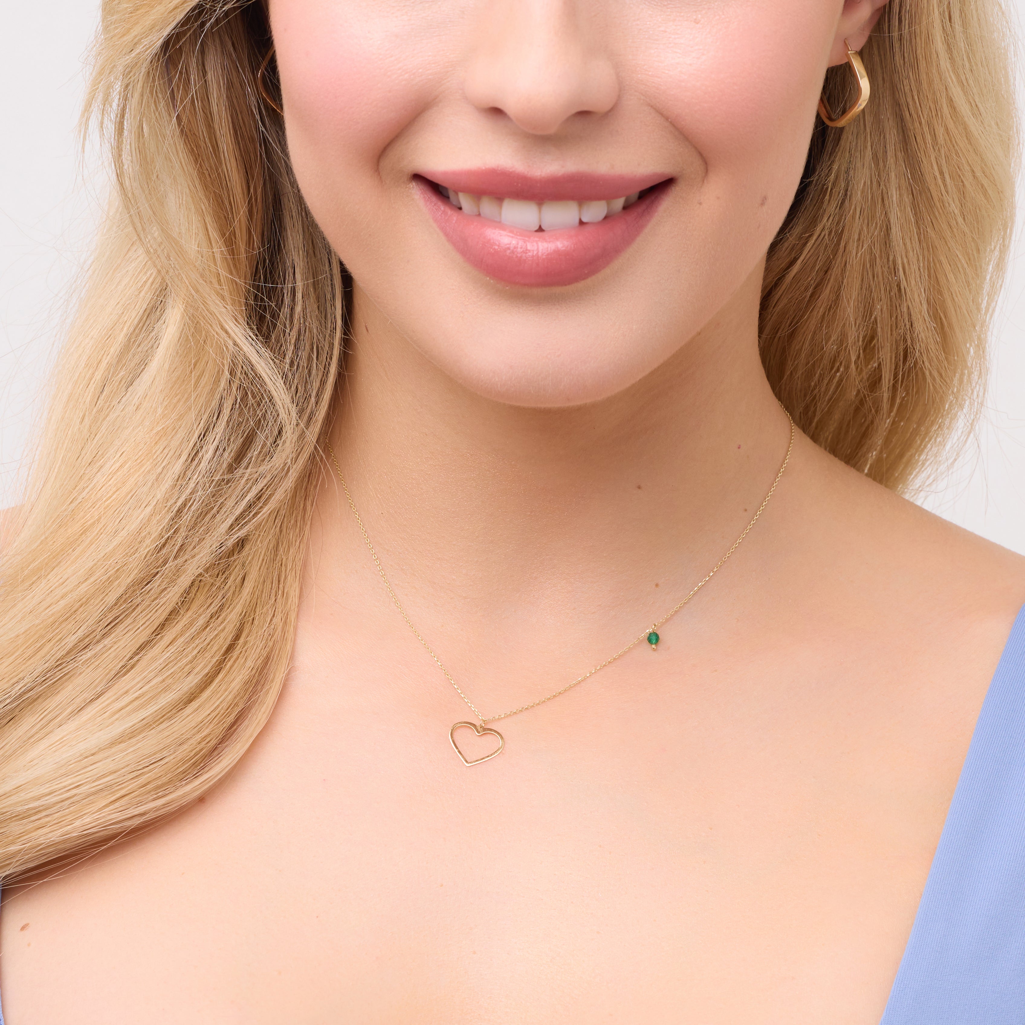Naszyjnik złoty z zieloną cyrkonią - serce - Mommy & Me