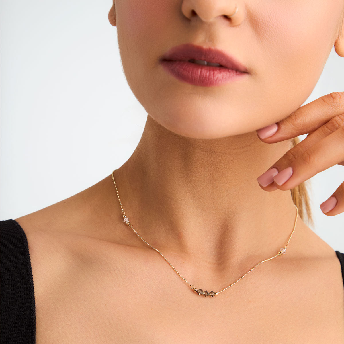 Naszyjnik złoty z cyrkoniami - kulki