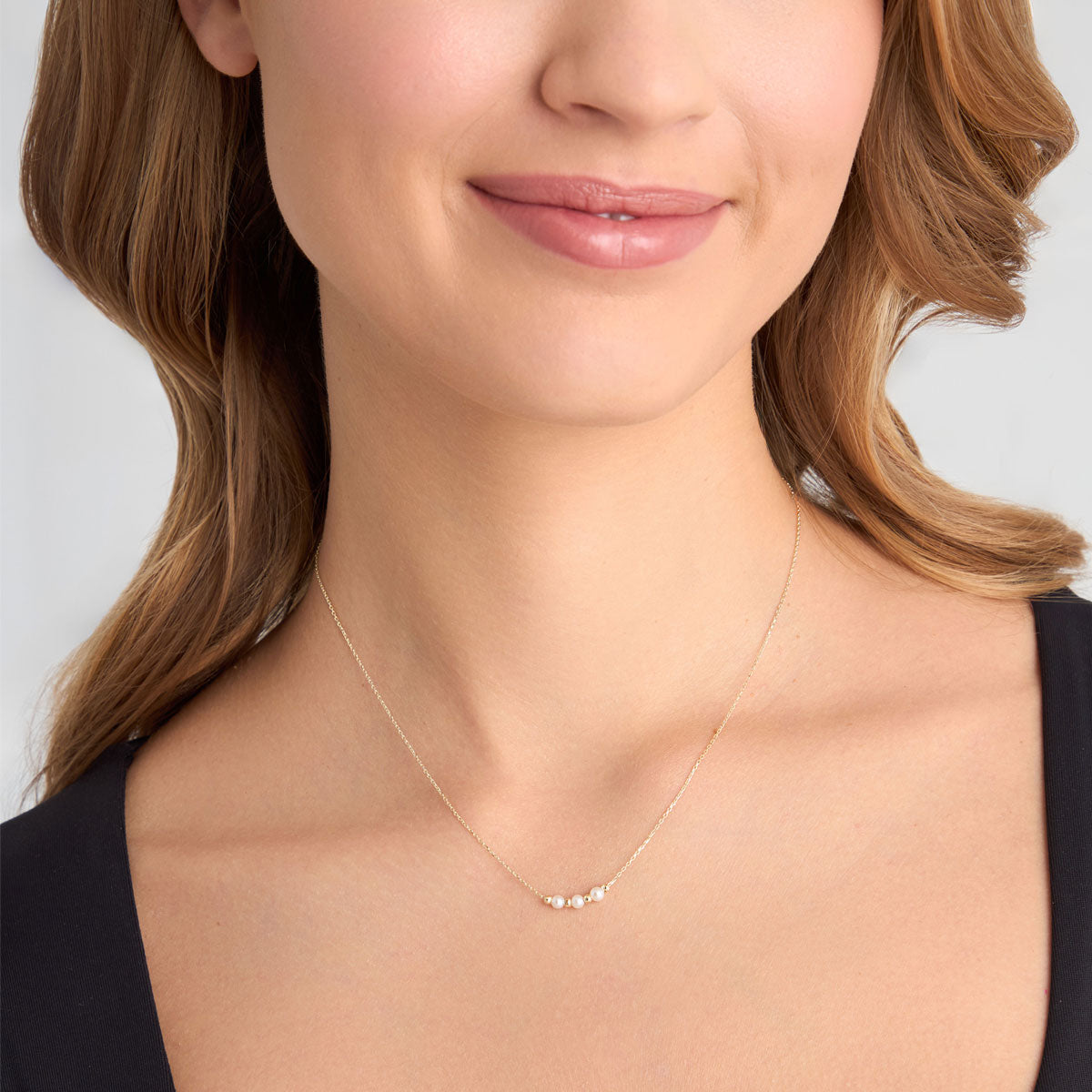 Naszyjnik złoty z perłami - kulki