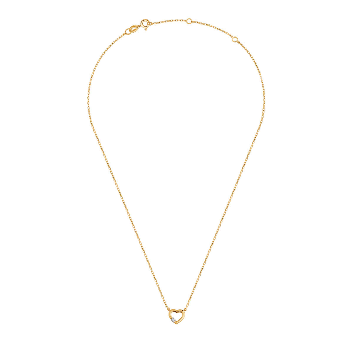 Naszyjnik złoty z diamentem - serce