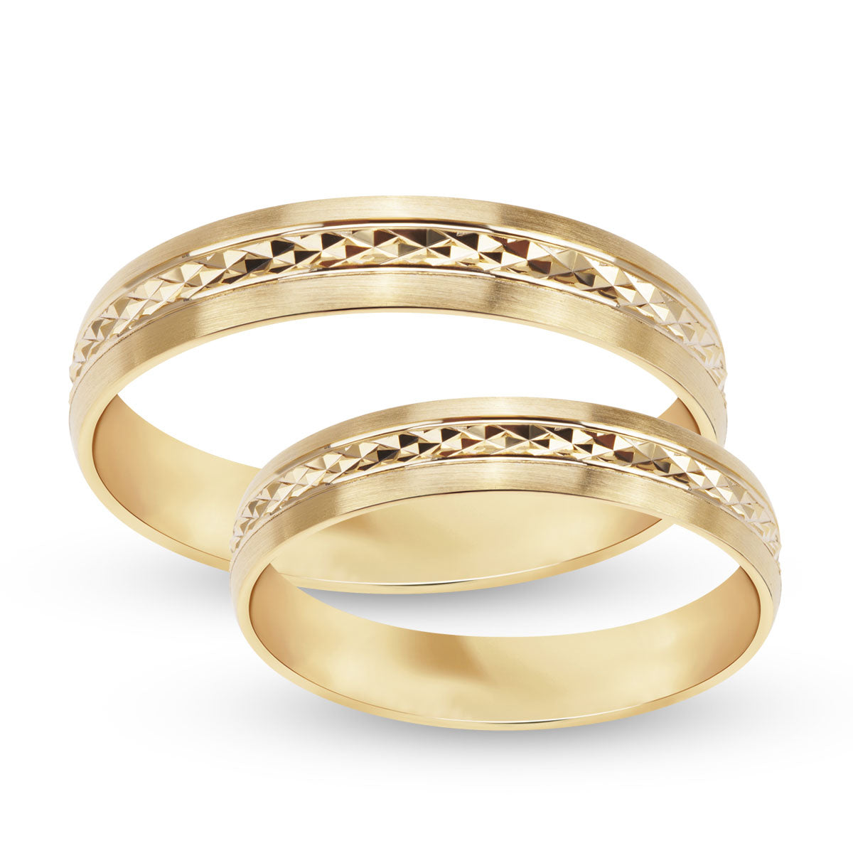 Obrączka ślubna z żółtego złota - 585 - satynowana - 4 mm