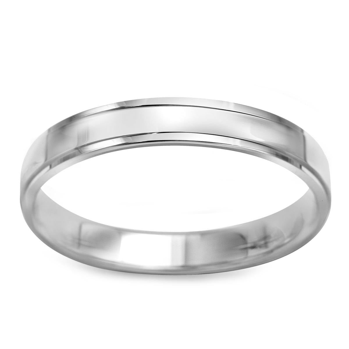 Obrączka ślubna z białego złota - 585 - polerowana - 3,5 mm