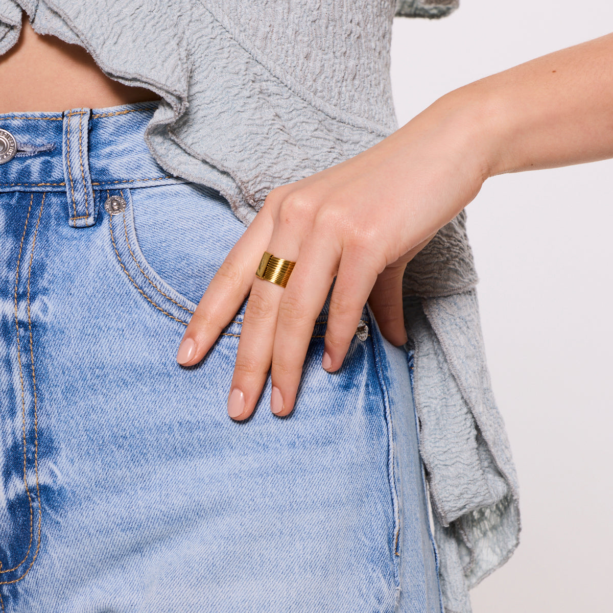 Pierścionek stalowy - szeroki