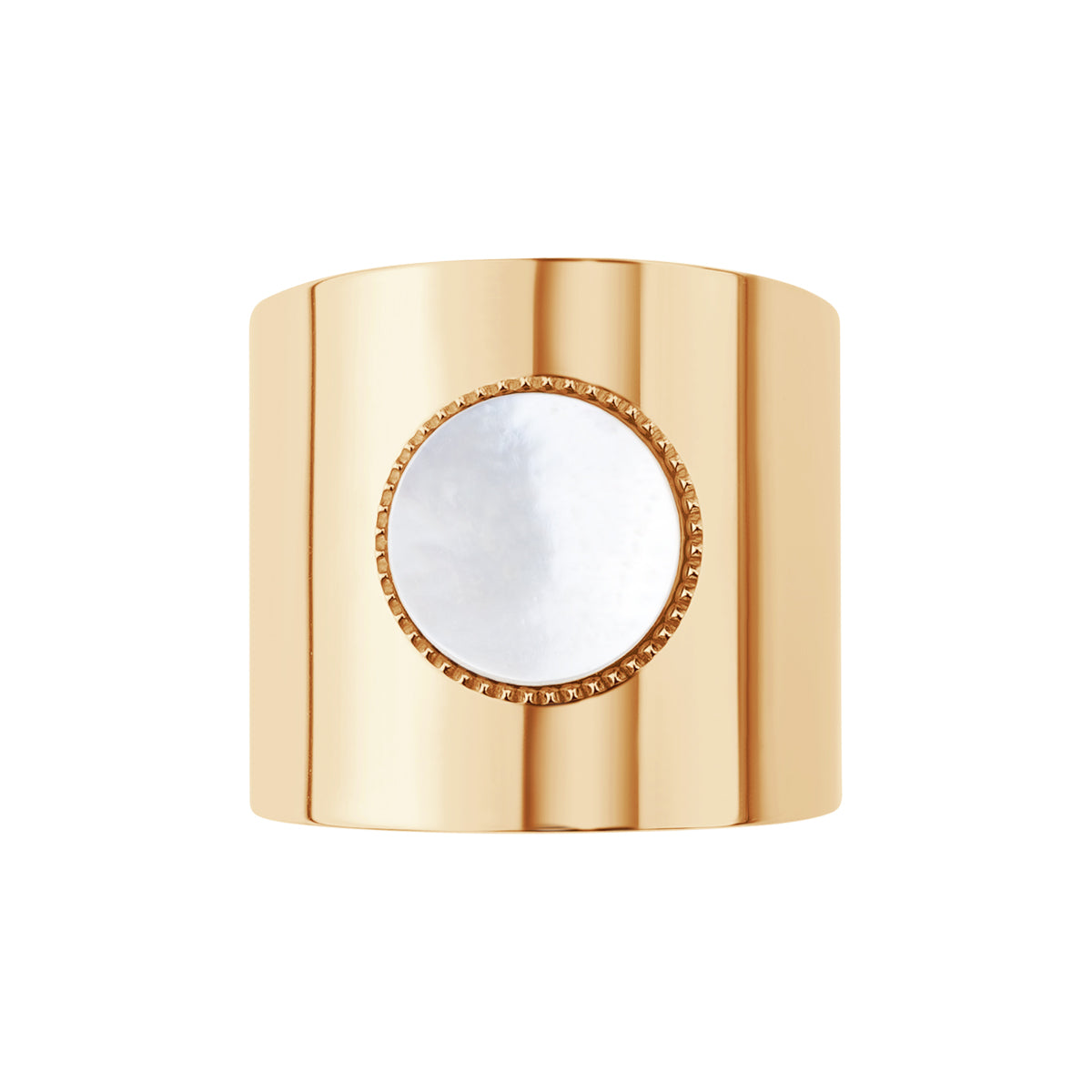 Pierścionek stalowy otwarty z imitacją muszli - Moderno