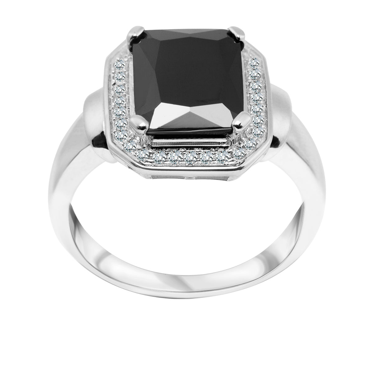 Pierścionek srebrny z czarną cyrkonią - Evento - Verona