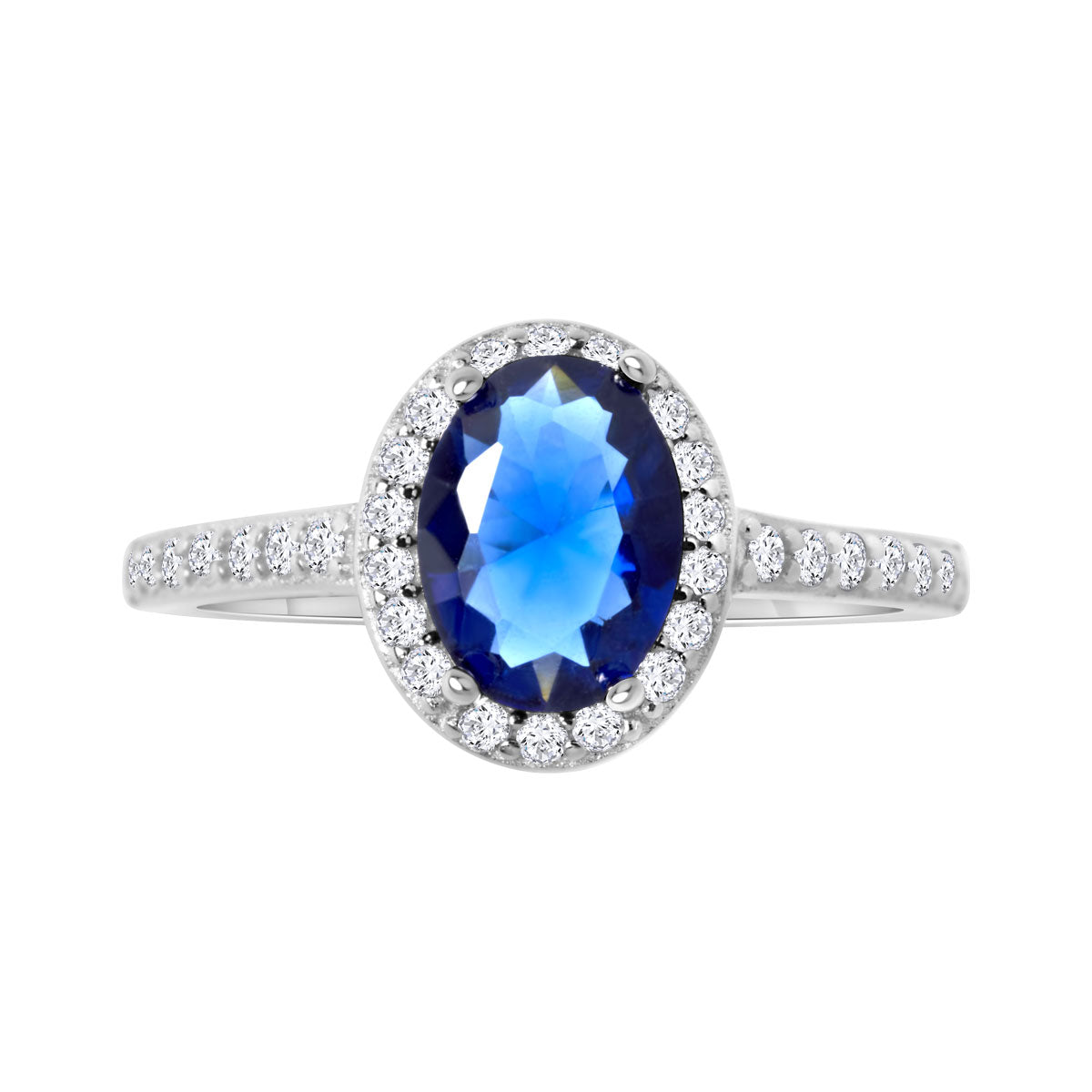 Pierścionek srebrny z niebieską cyrkonią - Verona