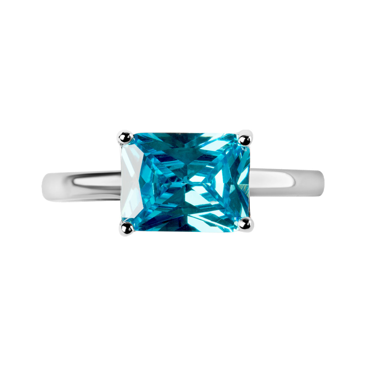 Pierścionek srebrny z niebieską cyrkonią - Colore