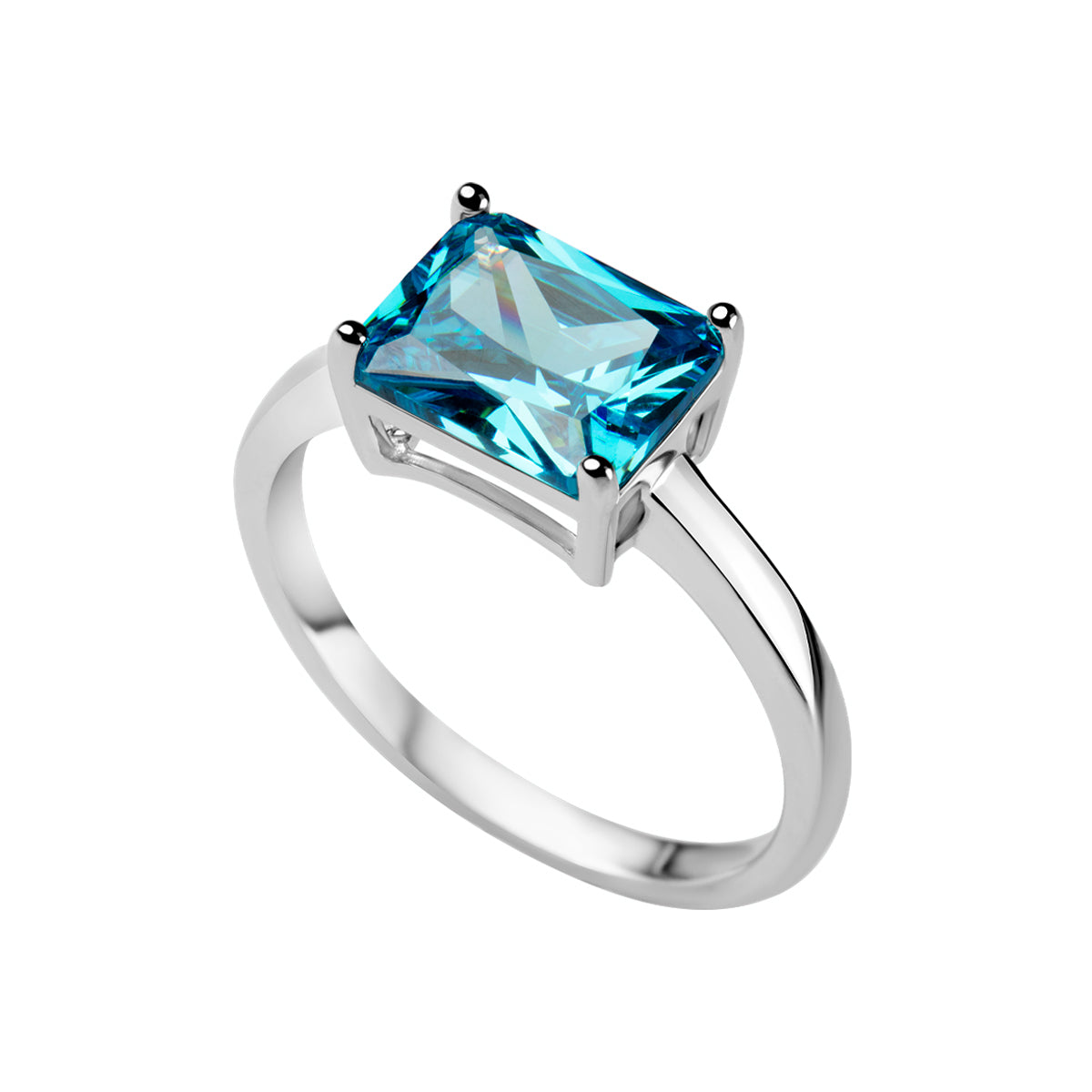 Pierścionek srebrny z niebieską cyrkonią - Colore