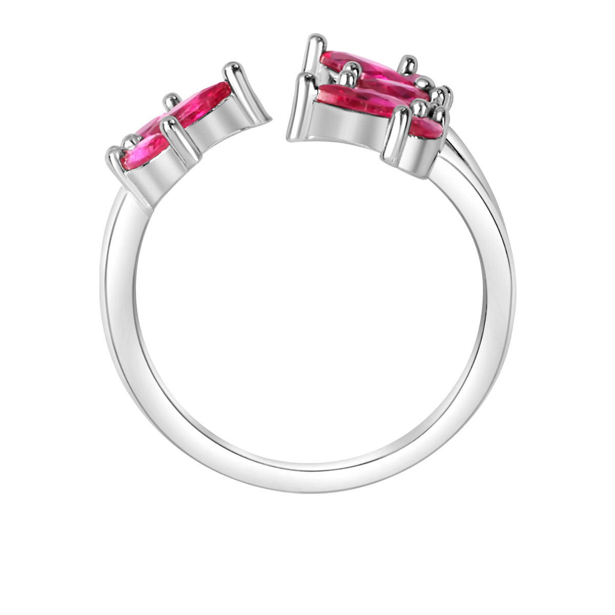 Pierścionek srebrny z różowymi cyrkoniami - Tajemniczy Ogród