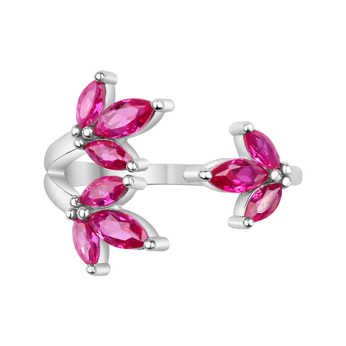 Pierścionek srebrny z różowymi cyrkoniami - Tajemniczy Ogród