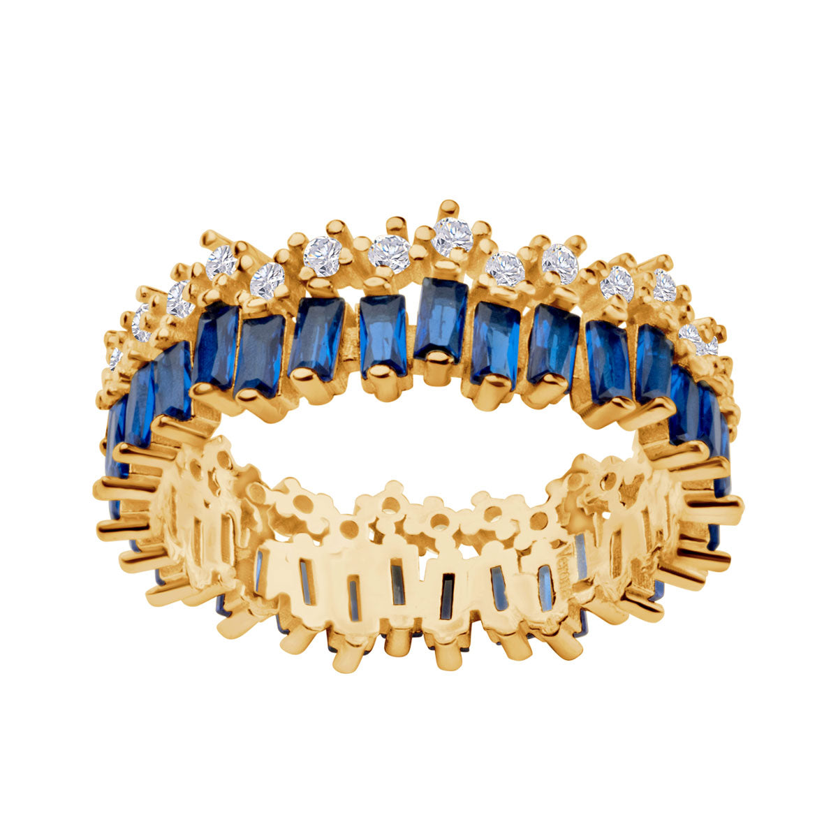 Pierścionek srebrny pozłacany z cyrkoniami - Colore