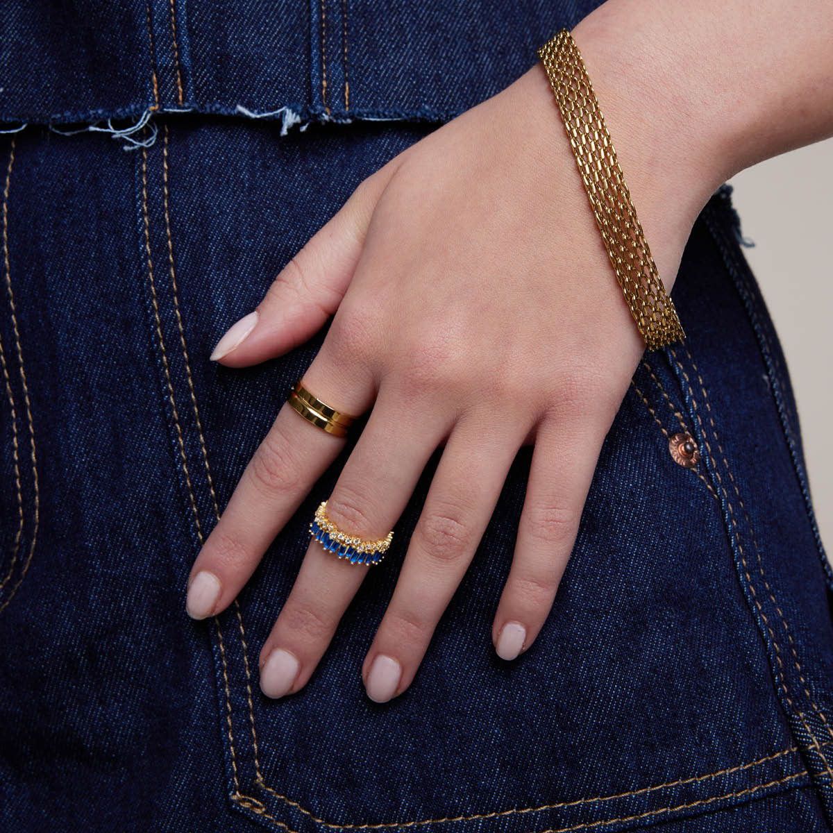 Pierścionek srebrny pozłacany z cyrkoniami - Colore