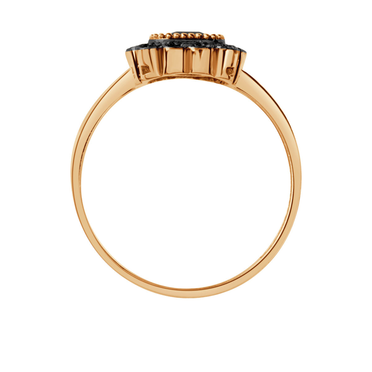 Pierścionek srebrny pozłacany z czarnymi cyrkoniami