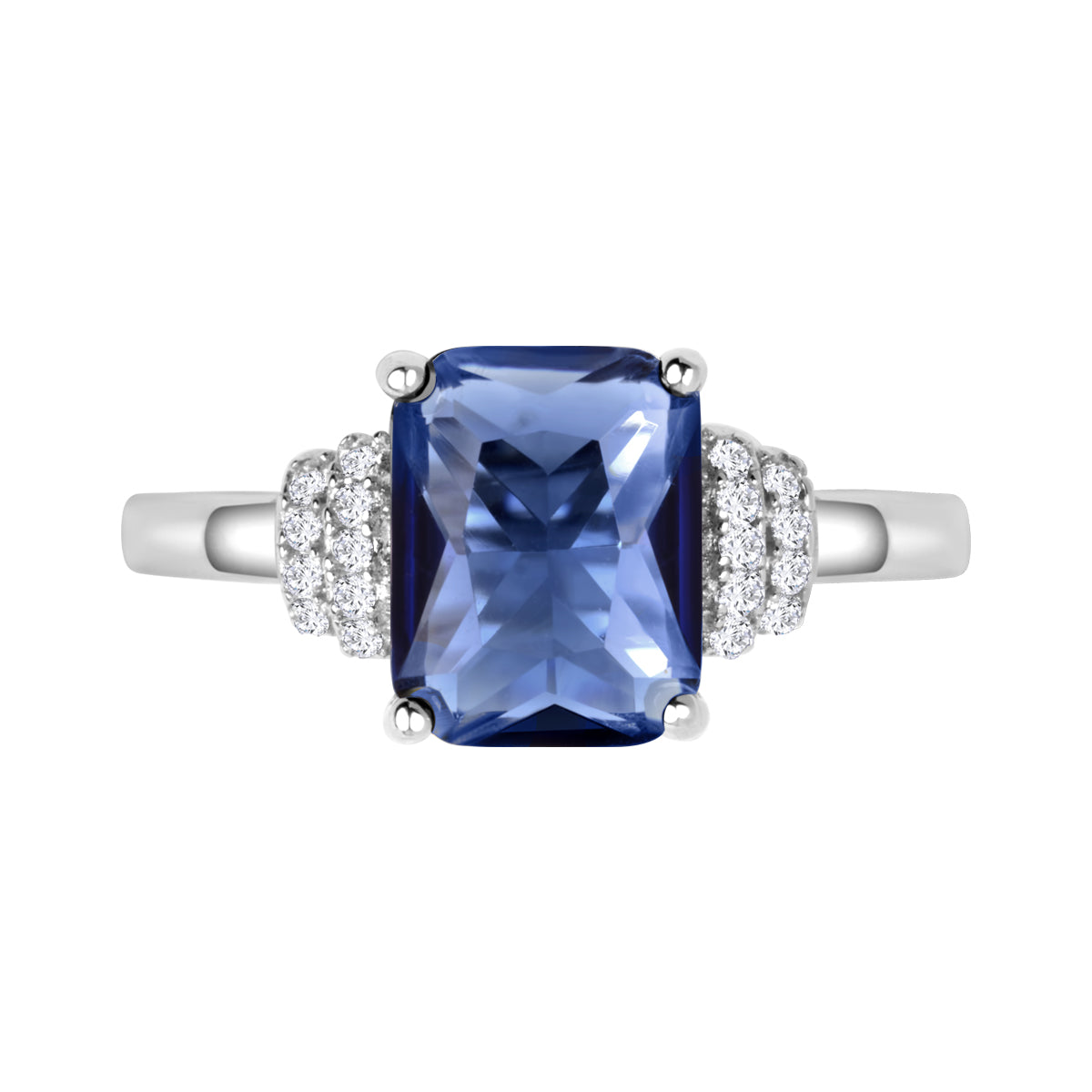 Pierścionek srebrny z niebieską cyrkonią