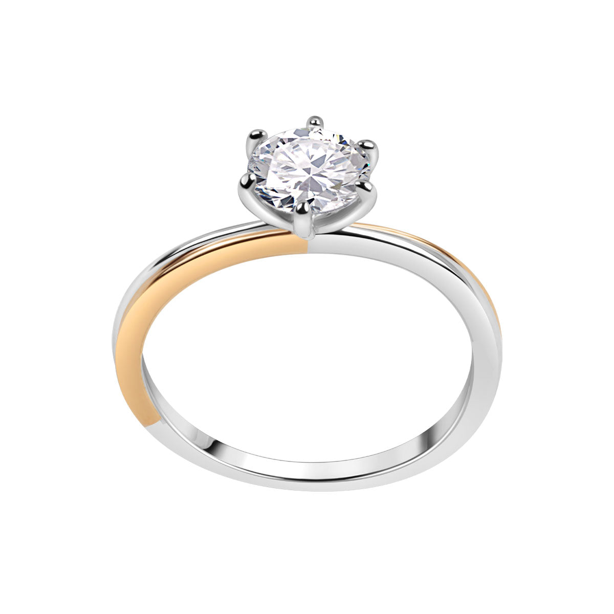 Pierścionek srebrny pozłacany z cyrkonią