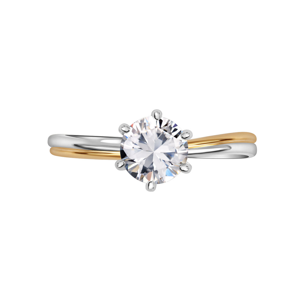 Pierścionek srebrny pozłacany z cyrkonią