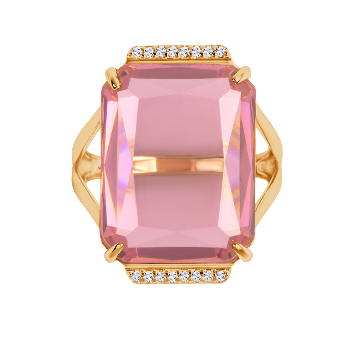 Pierścionek srebrny pozłacany z różową cyrkonią