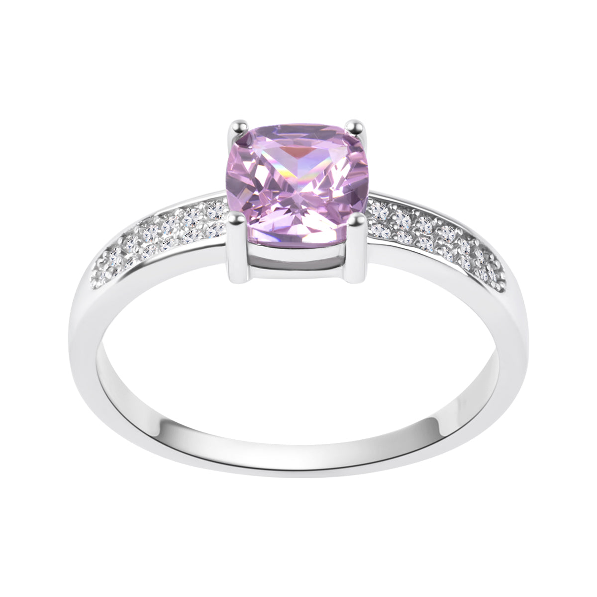 Pierścionek srebrny z różowymi cyrkoniami - Colore - Verona