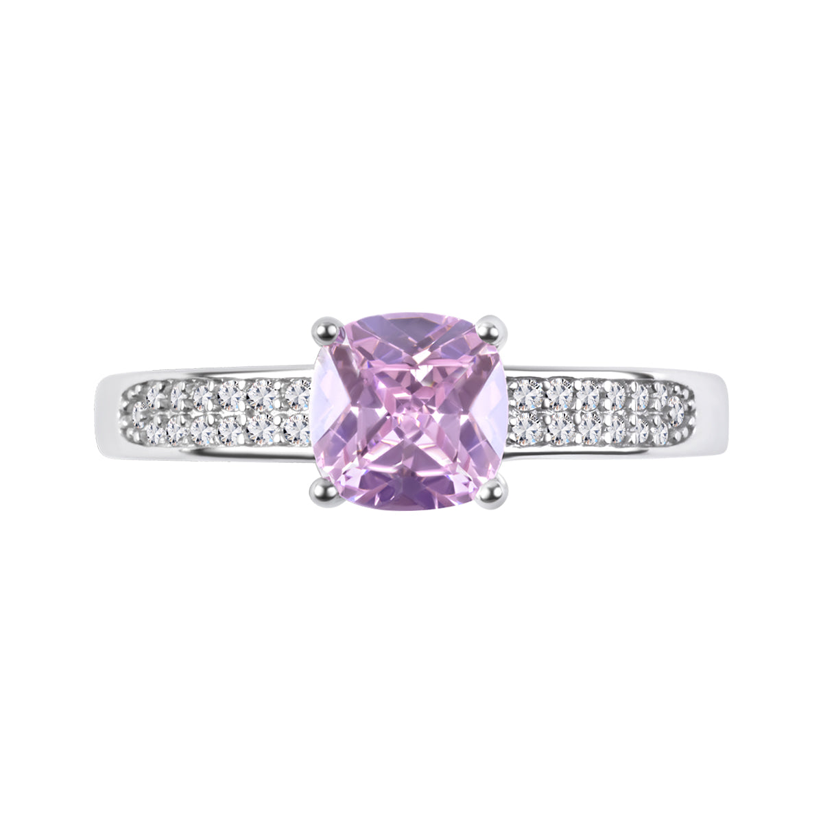 Pierścionek srebrny z różowymi cyrkoniami - Colore - Verona