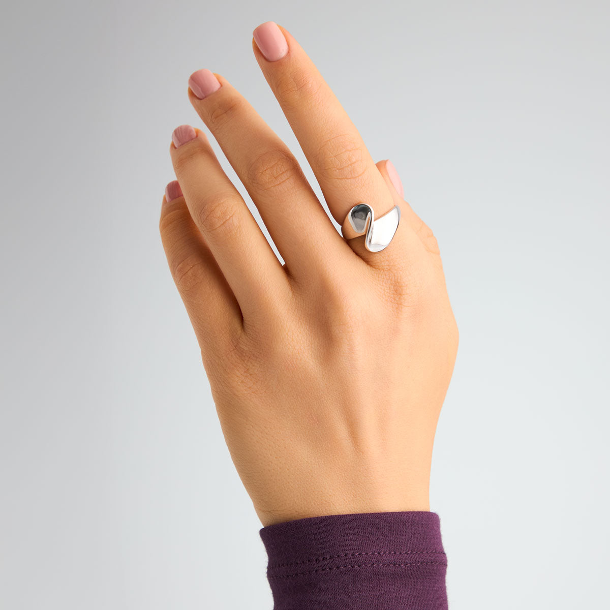 Pierścionek srebrny - fala