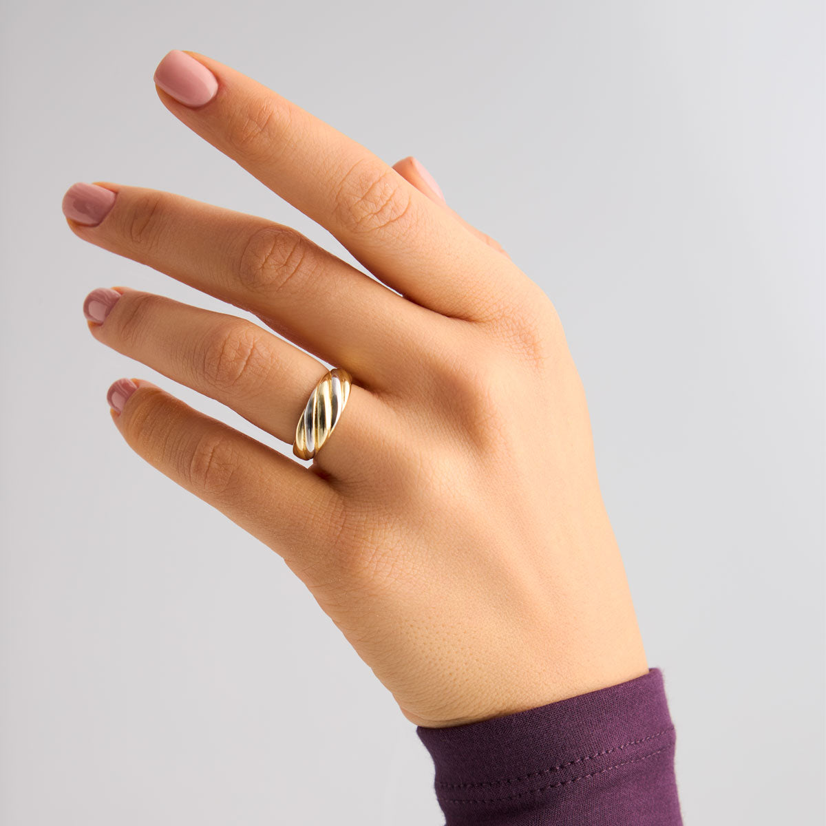 Pierścionek srebrny pozłacany - skręcany