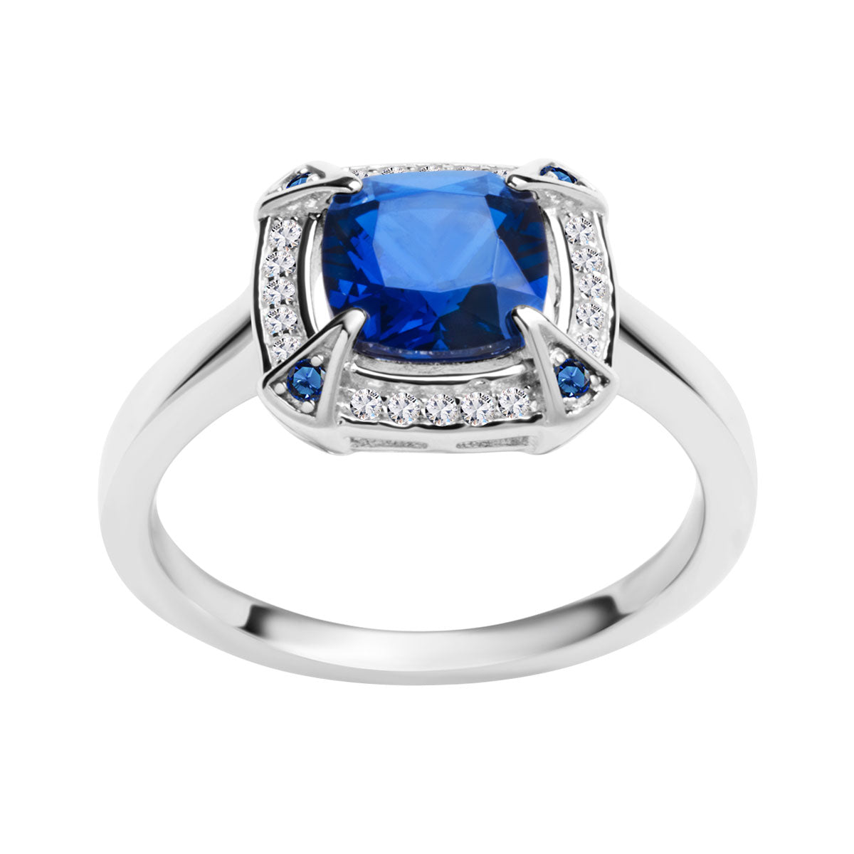 Pierścionek srebrny z granatowymi cyrkoniami - vintage