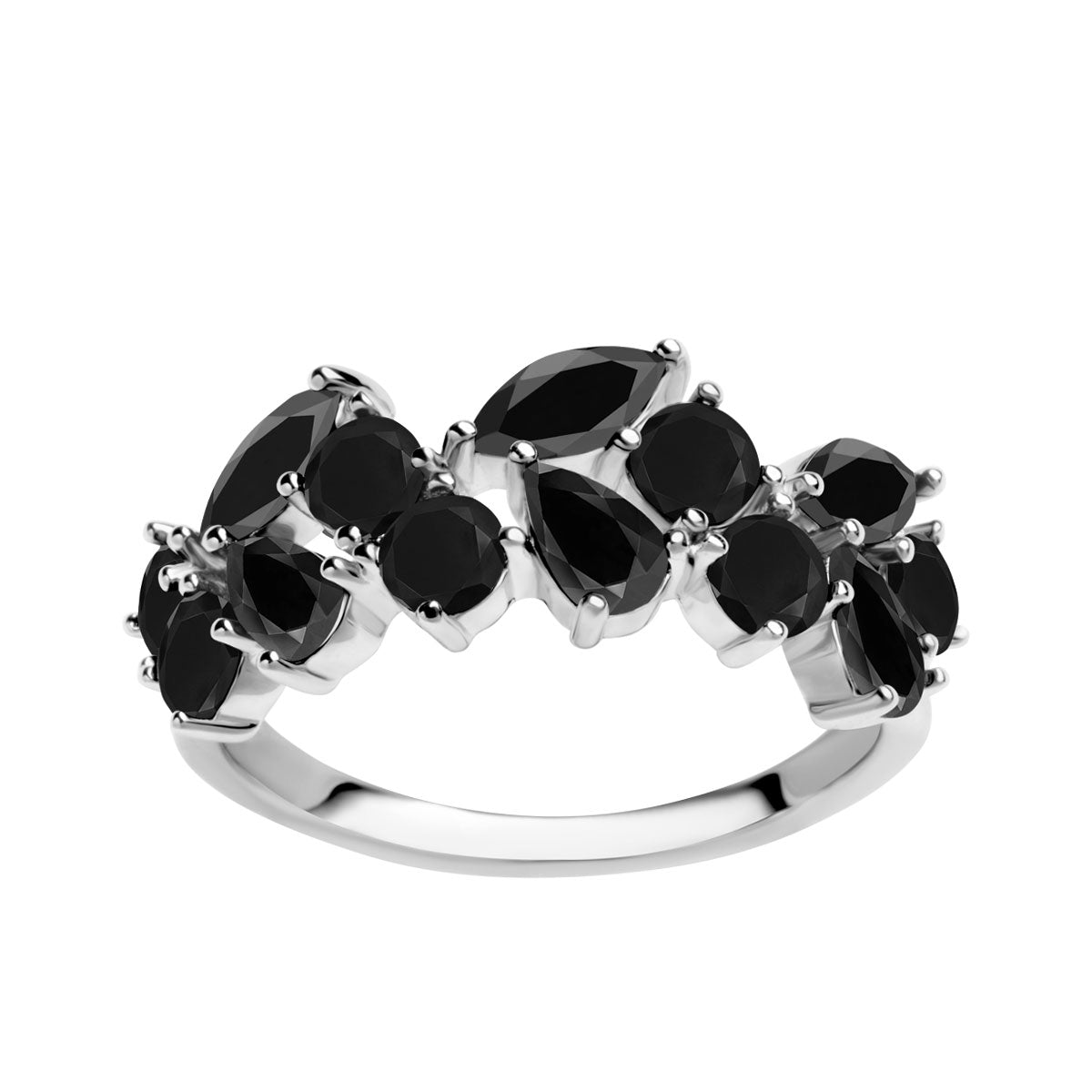 Pierścionek srebrny z czarnymi cyrkoniami