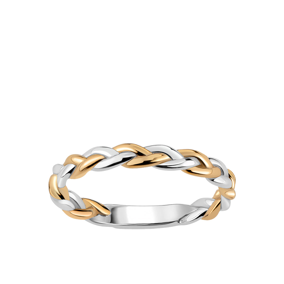 Pierścionek srebrny pozłacany - pleciony - Verona