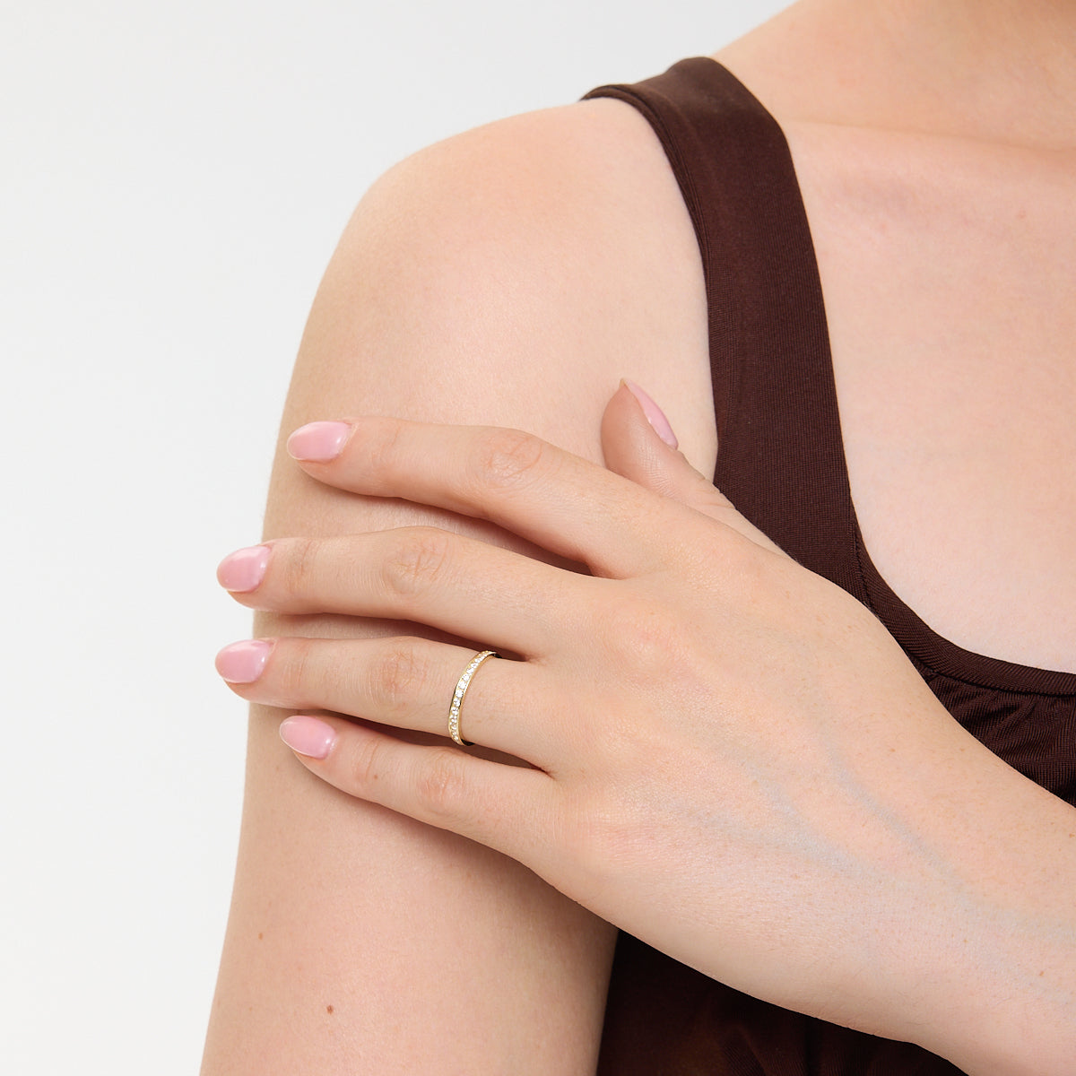 Pierścionek złoty obrączkowy z cyrkoniami - Verona