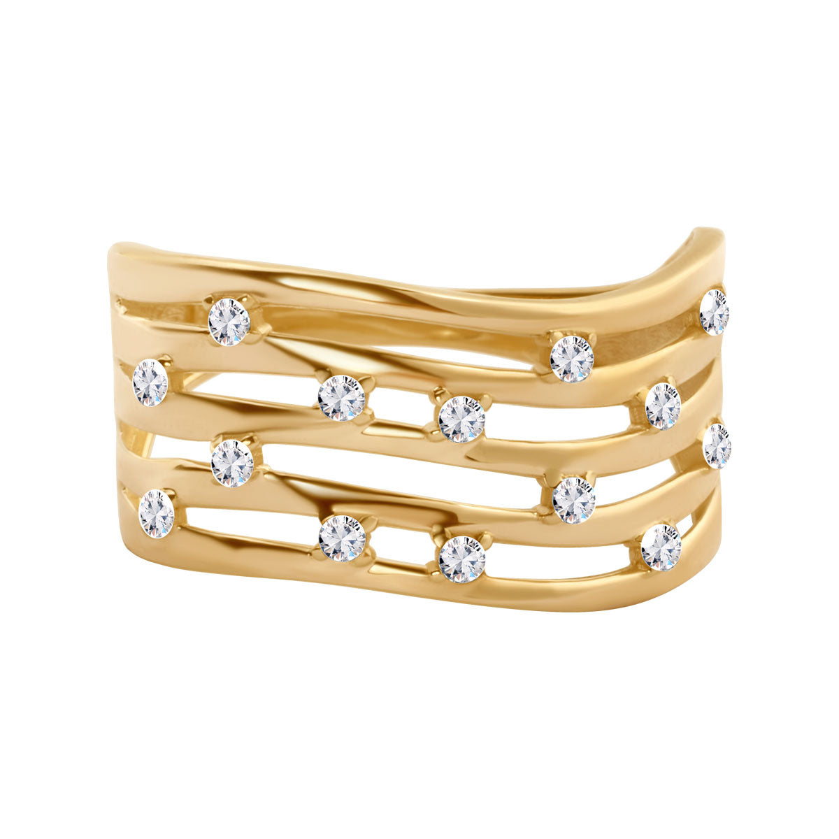 Pierścionek złoty z cyrkoniami