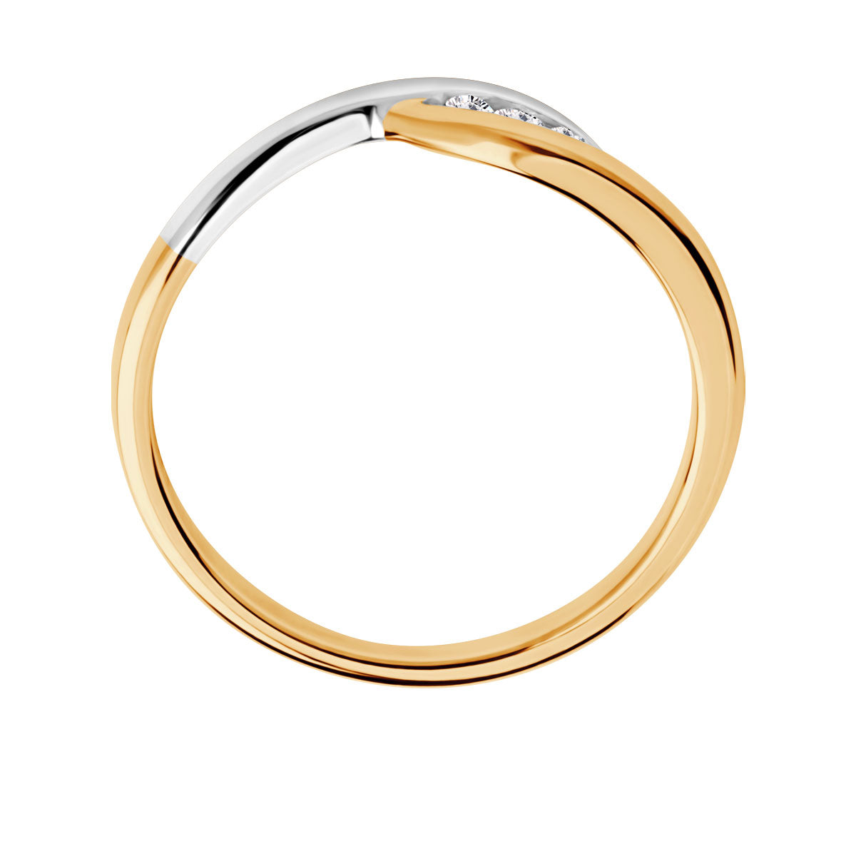 Pierścionek z dwukolorowego złota z diamentami