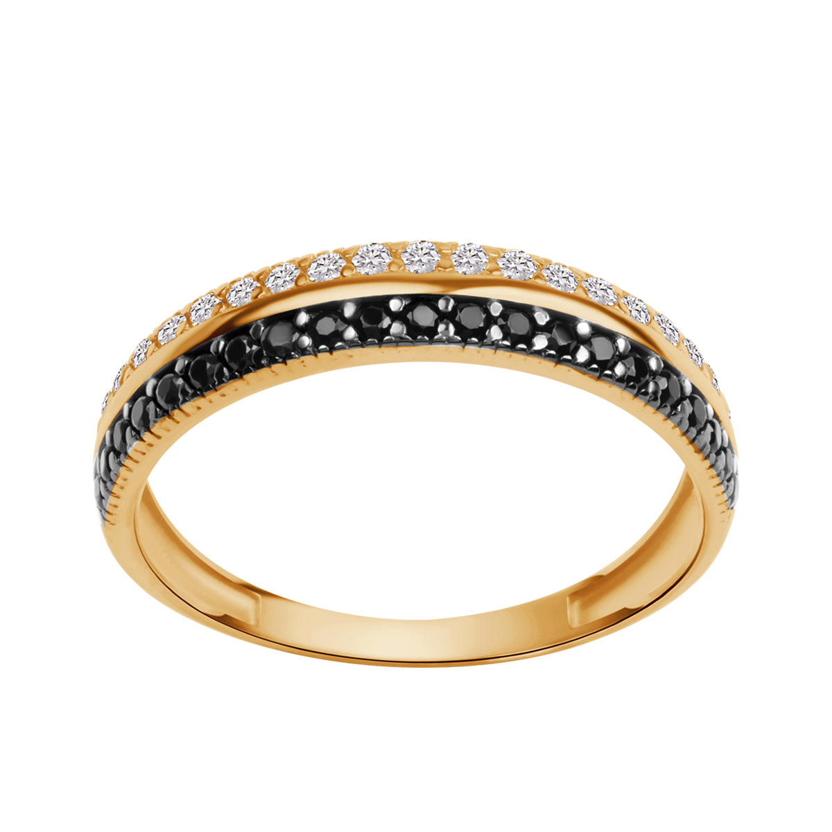 Pierścionek złoty z czarnymi cyrkoniami