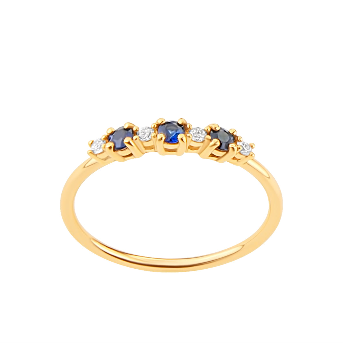 Pierścionek złoty z diamentami i szafirami