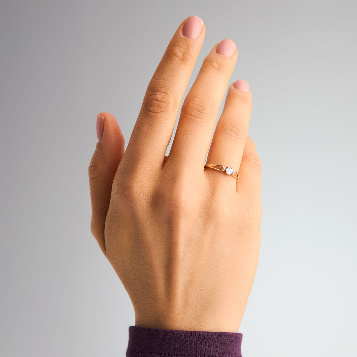 Pierścionek złoty z diamentem - Illusion