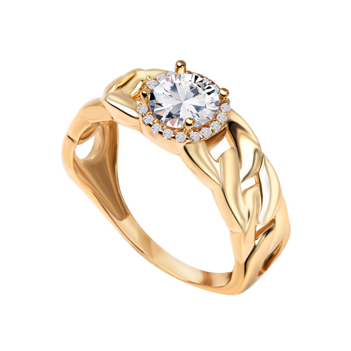 Pierścionek złoty z cyrkoniami