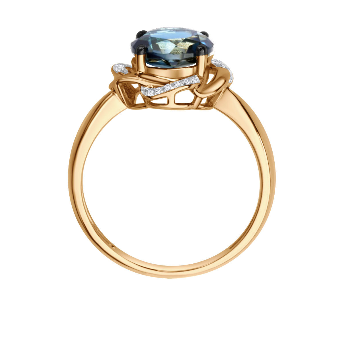 Pierścionek złoty z topazem i diamentami