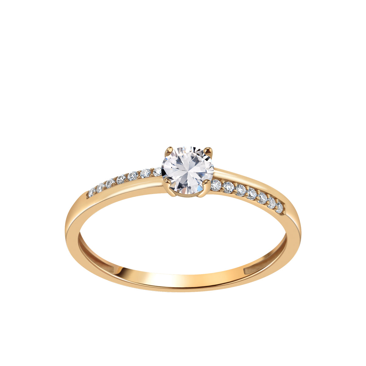 Pierścionek złoty z cyrkoniami