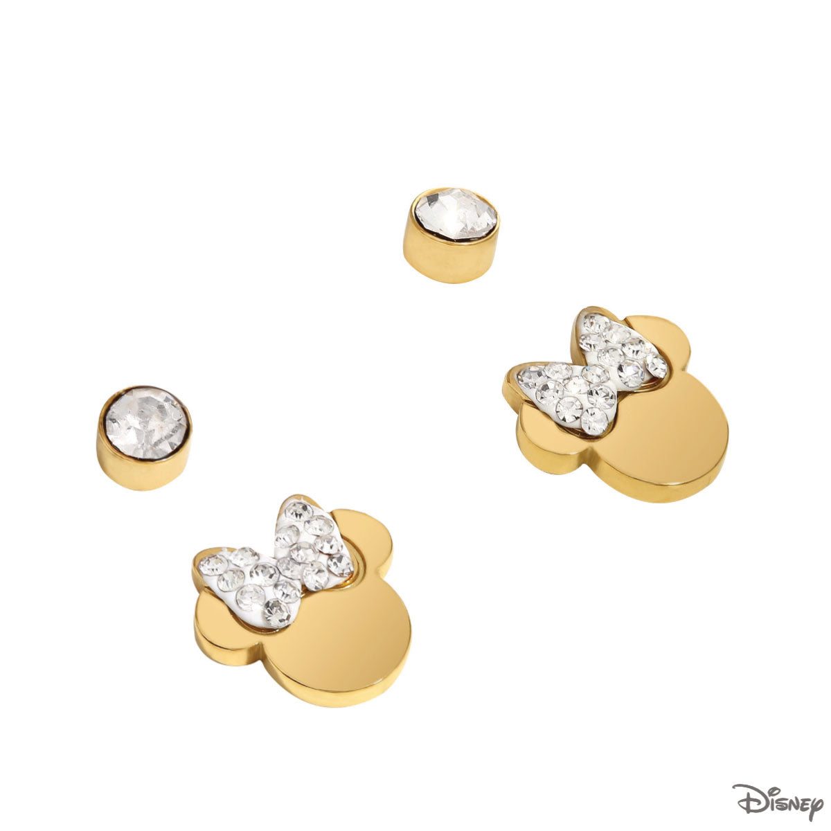 Zestaw stalowych kolczyków z cyrkoniami - Myszka Minnie - Disney