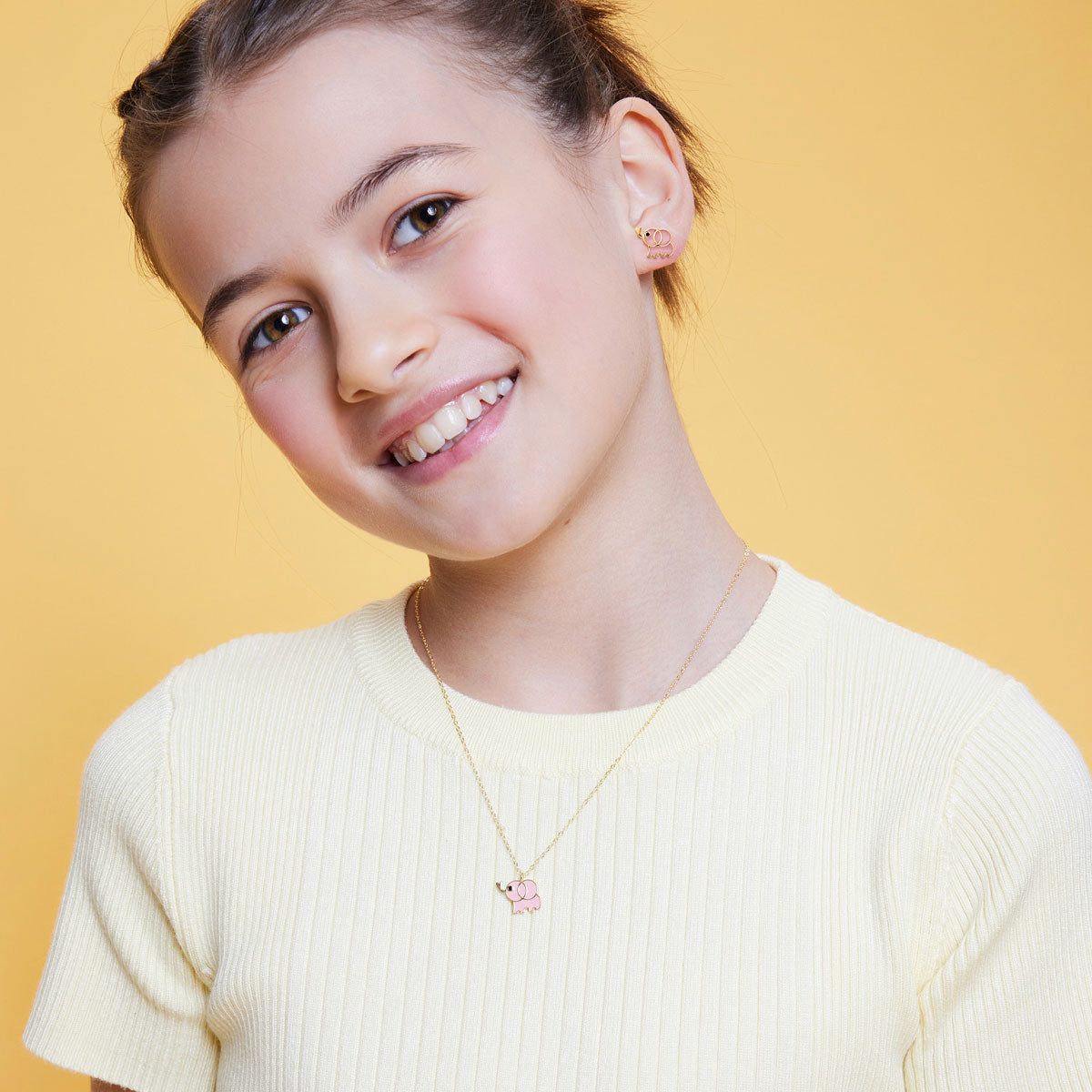 Zestaw biżuterii z kolorową emalią - słonie - Bambini