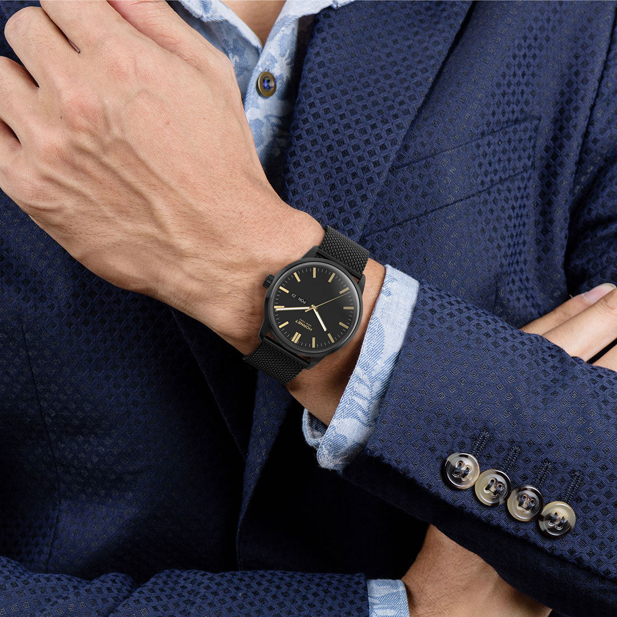 Zegarek na czarnej bransolecie - Hornet Shreve