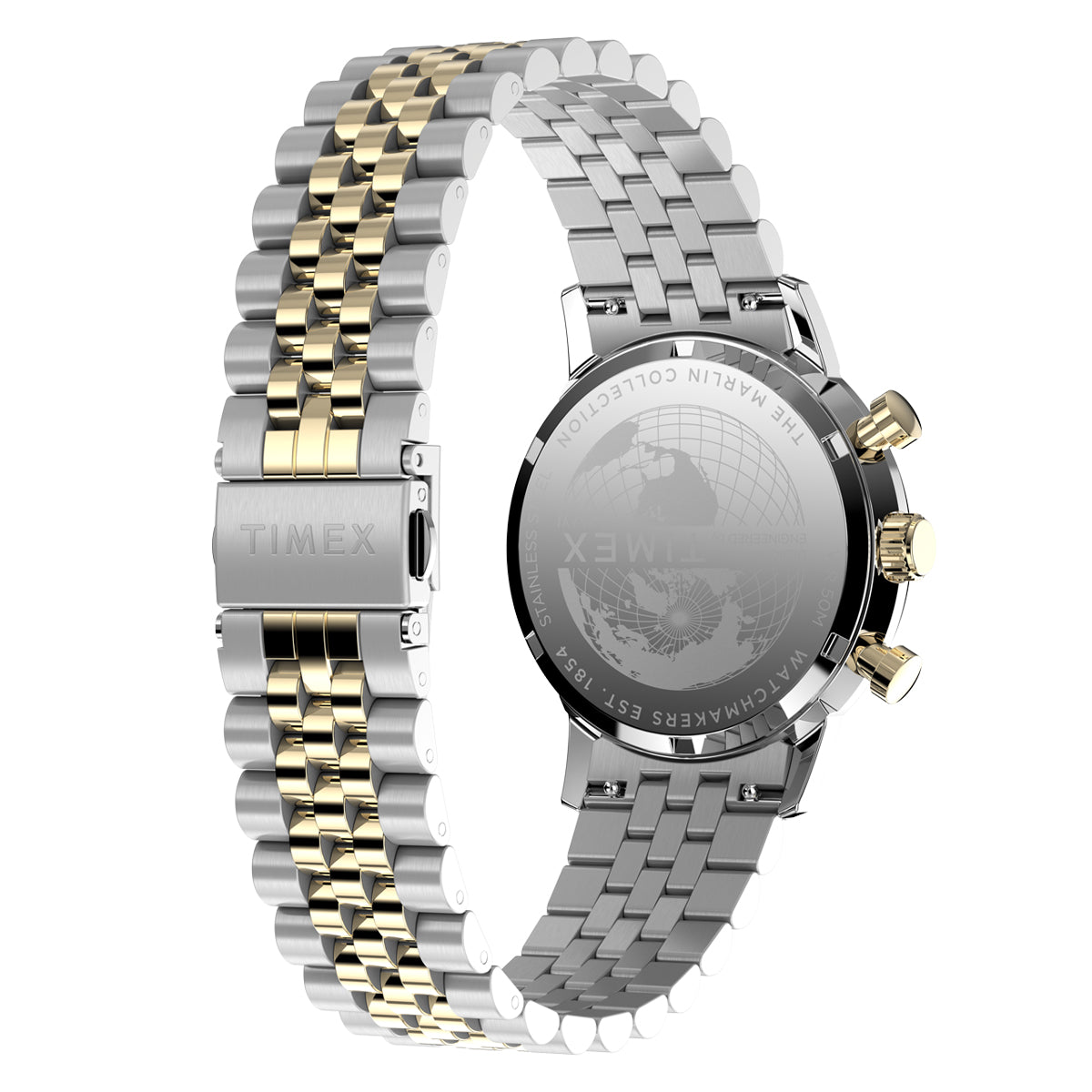 Zegarek na srebrno - złotej bransolecie - Timex Marlin