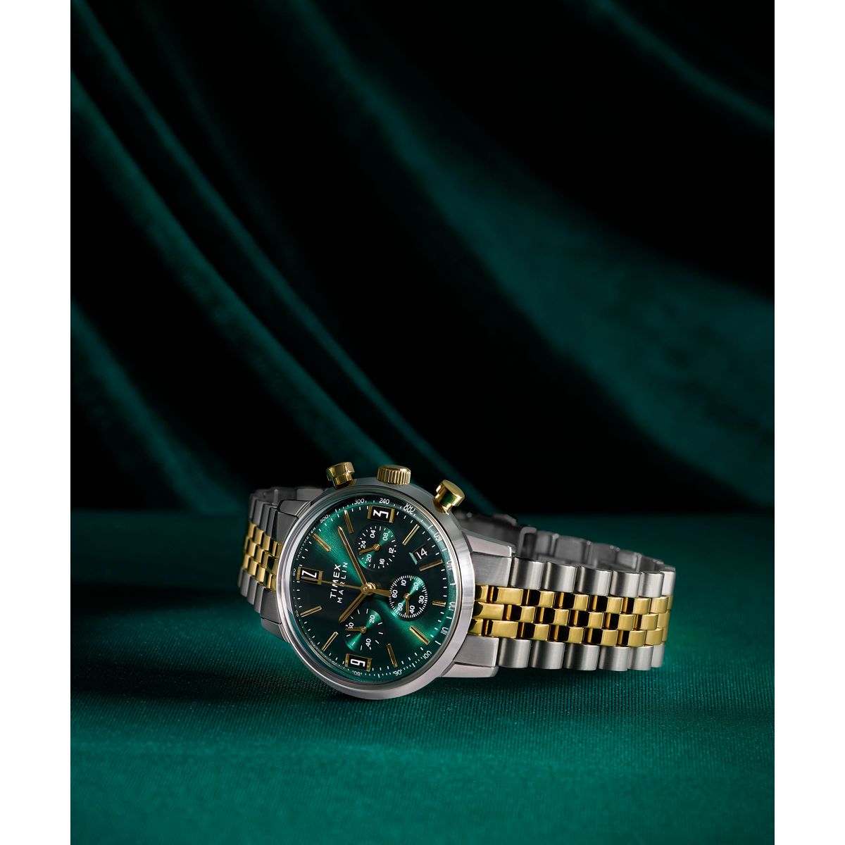 Zegarek na srebrno - złotej bransolecie - Timex Marlin