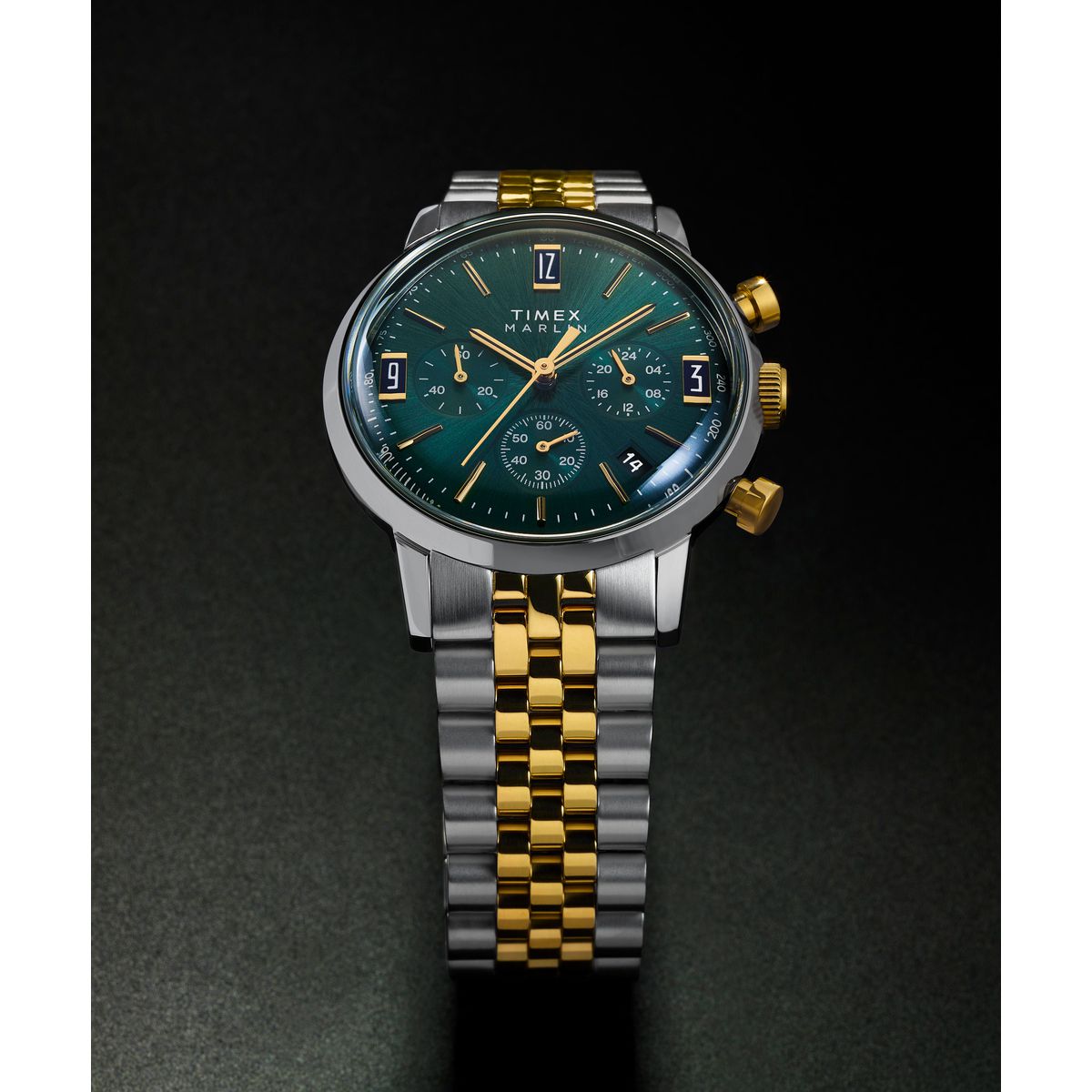 Zegarek na srebrno - złotej bransolecie - Timex Marlin