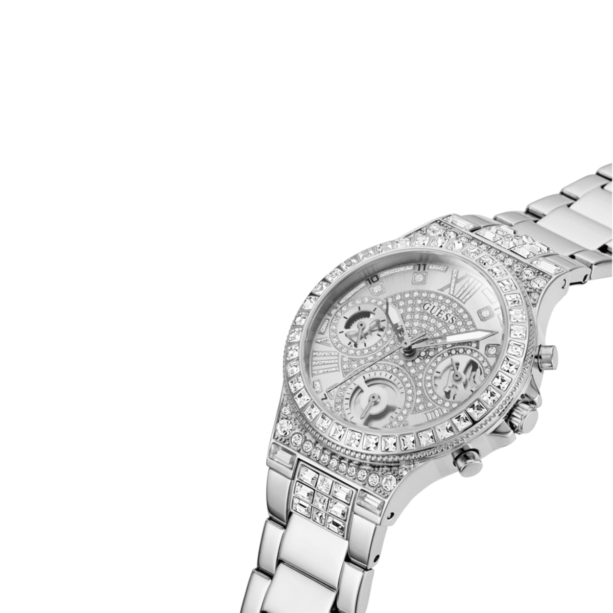 Zegarek na srebrnej bransolecie - Guess Sport Moonlight