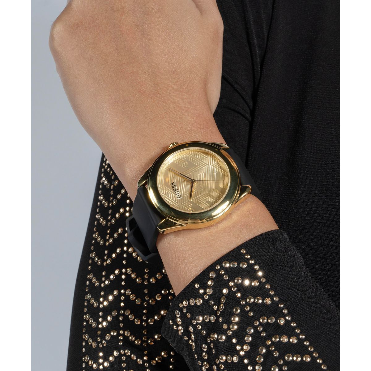 Zegarek na czarnym pasku - Guess Cubed