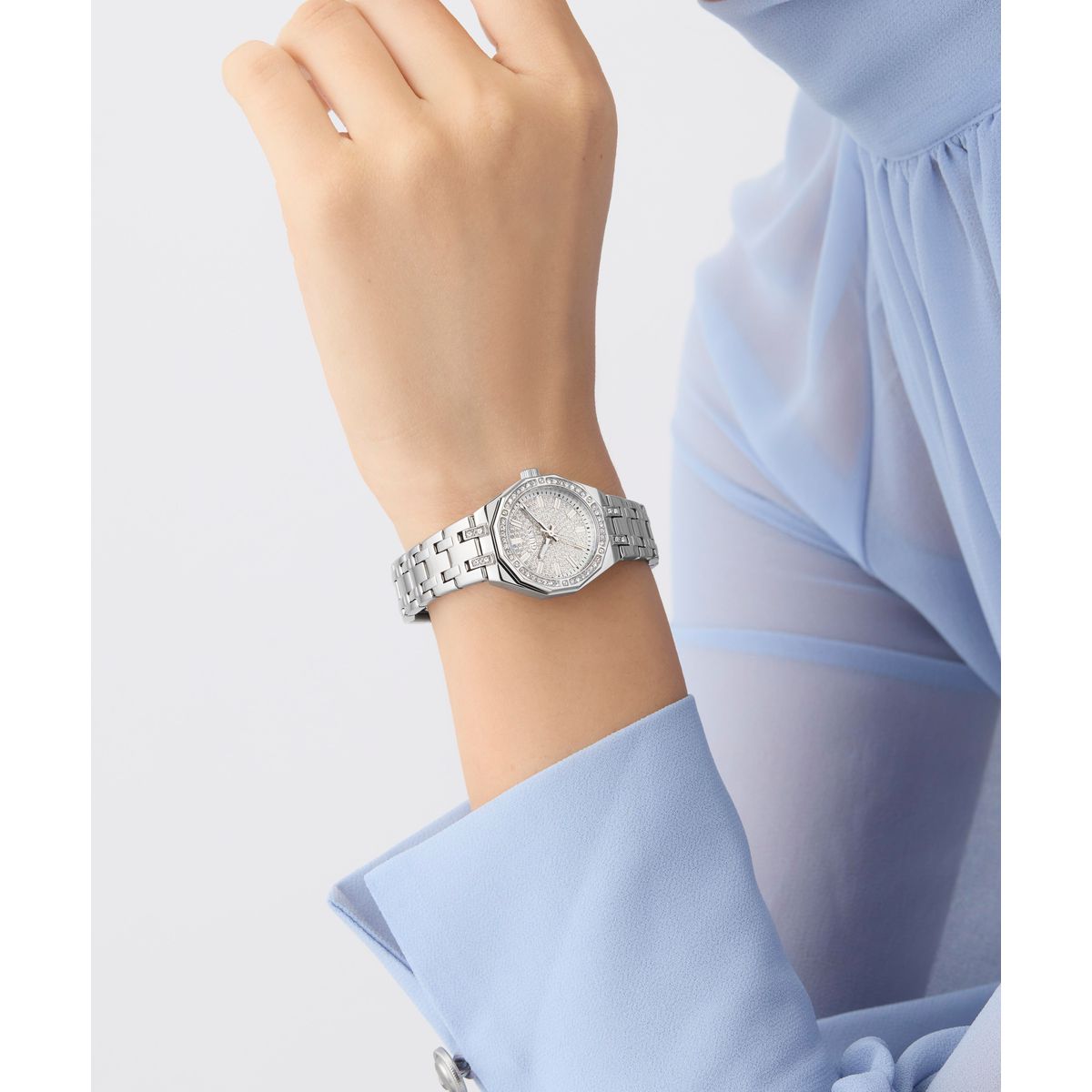 Zegarek na srebrnej bransolecie - Guess Pixie