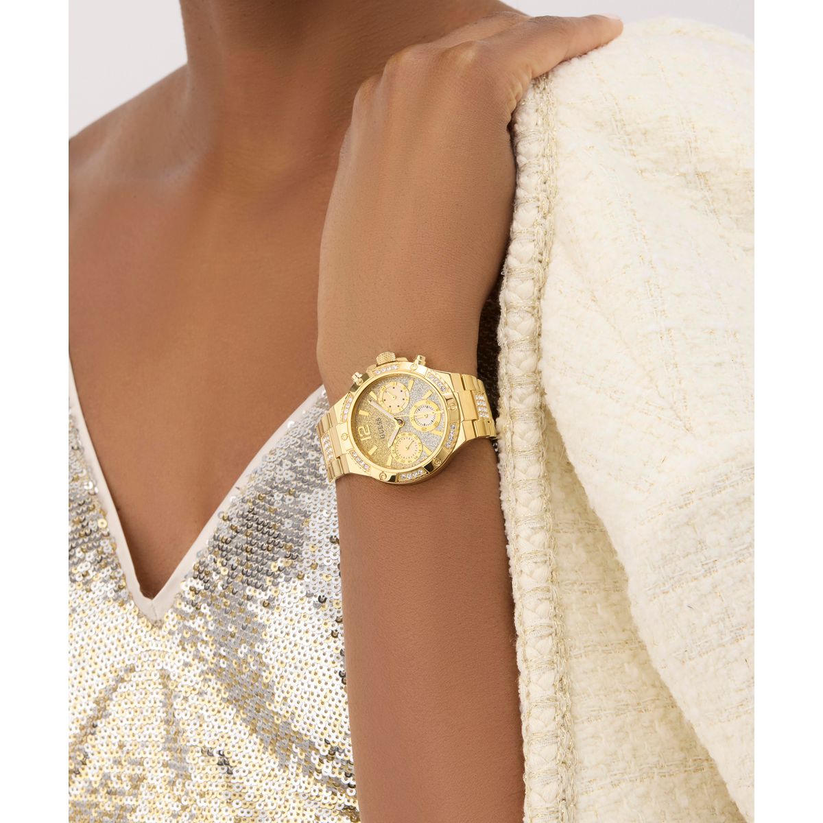 Zegarek na złotej bransolecie - Guess Harlow