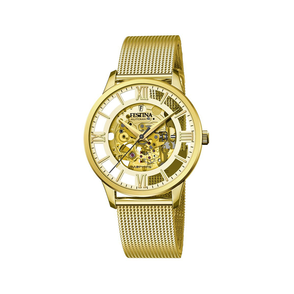 Zegarek na złotej bransolecie - Festina Automatic Skeleton